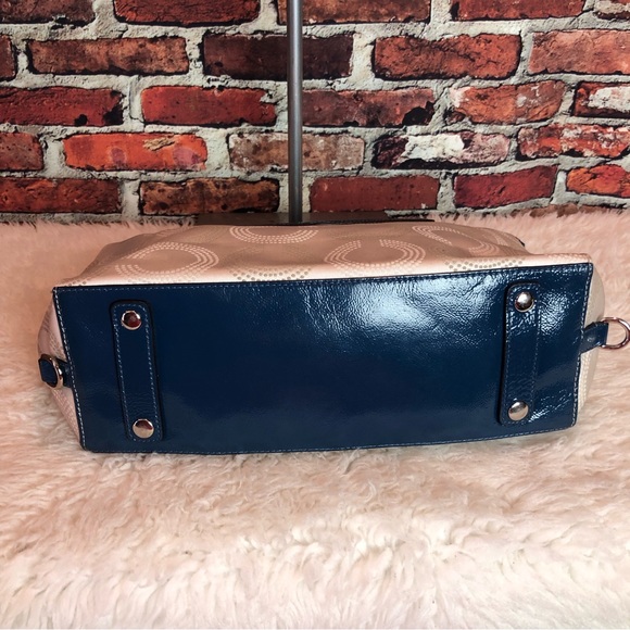 Coach Ashley Op Art Satchel F20027 in Khaki and Cobalt - Picture 8 of 15